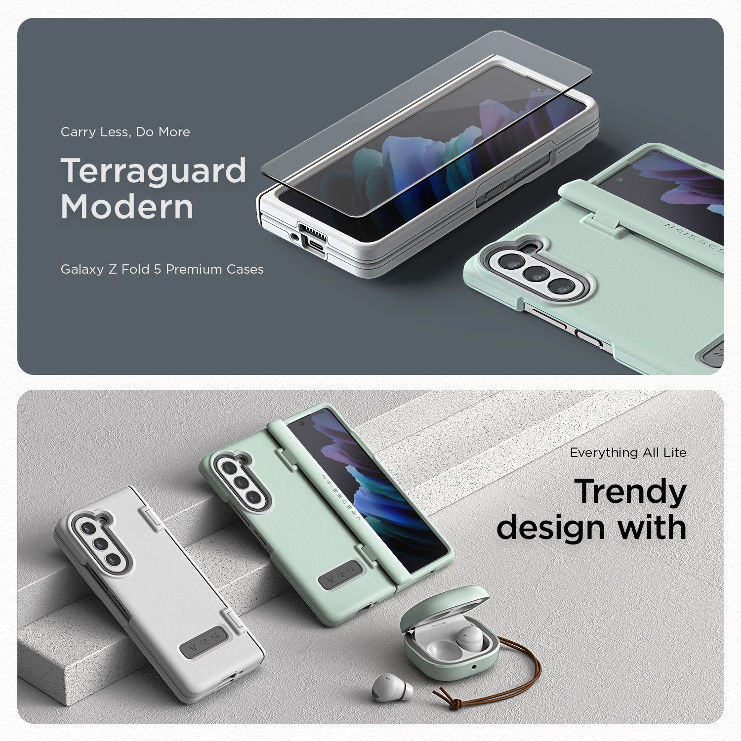 VRS รุ่น Terra Guard Modern - เคส Galaxy Z Fold 5 - สี Marine Green (แถมฟิล์มหน้าจอ)