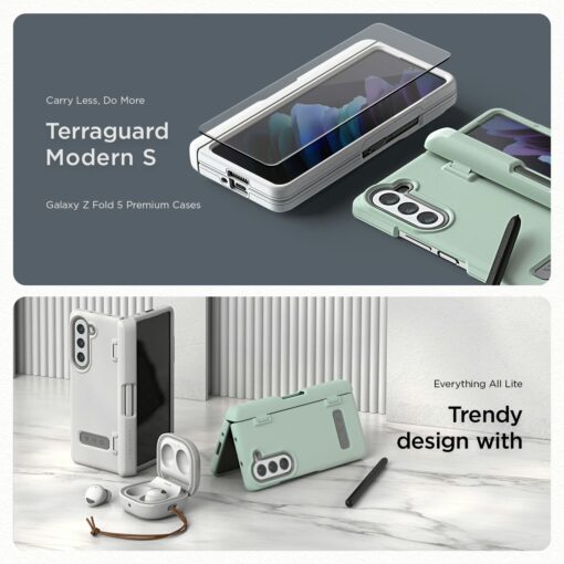 VRS รุ่น Terra Guard Modern S - เคส Galaxy Z Fold 5 - สี Marine Green (แถมฟิล์มหน้าจอ) - Image 4