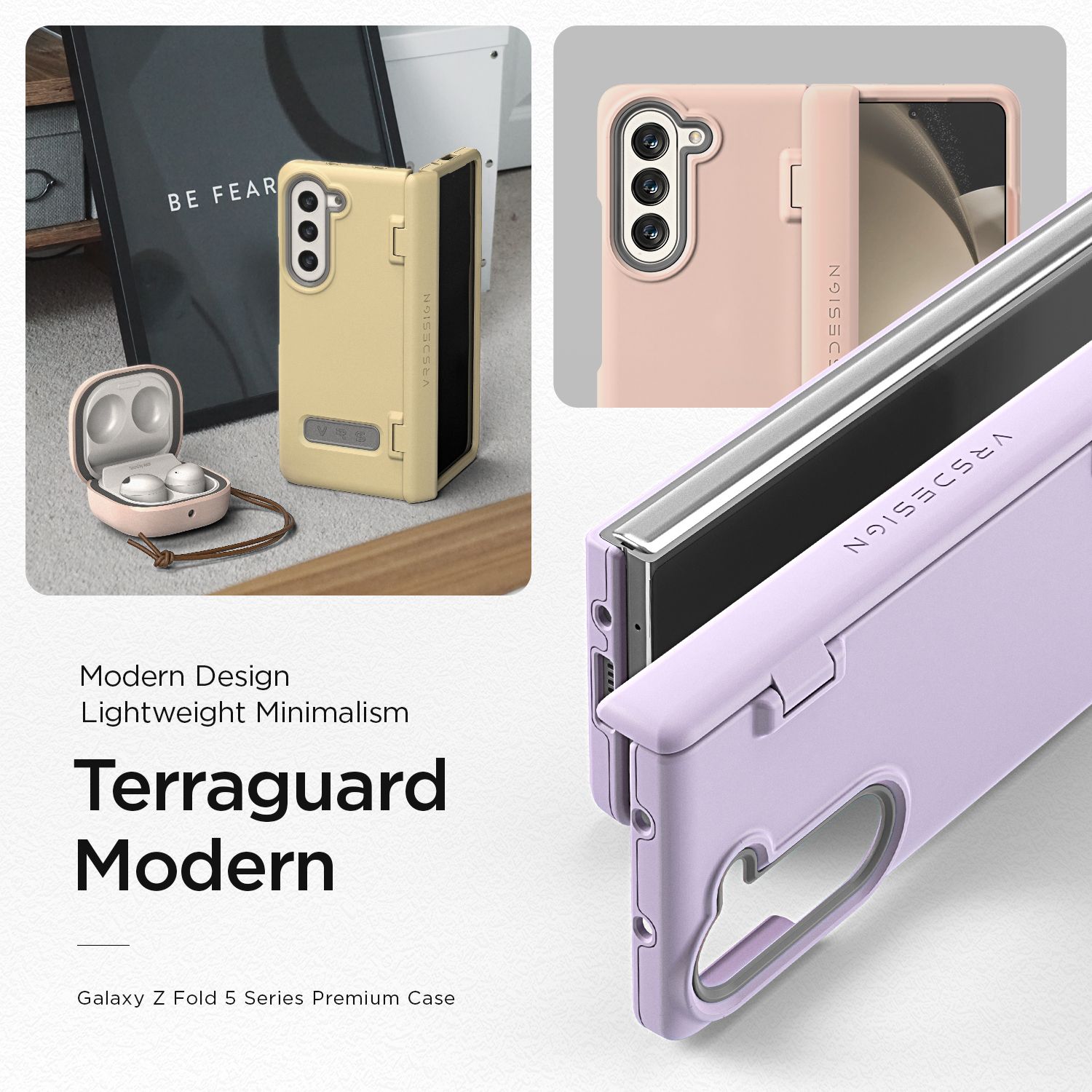 VRS รุ่น Terra Guard Modern - เคส Galaxy Z Fold 5 - สี Pink Sand (แถมฟิล์มหน้าจอ)