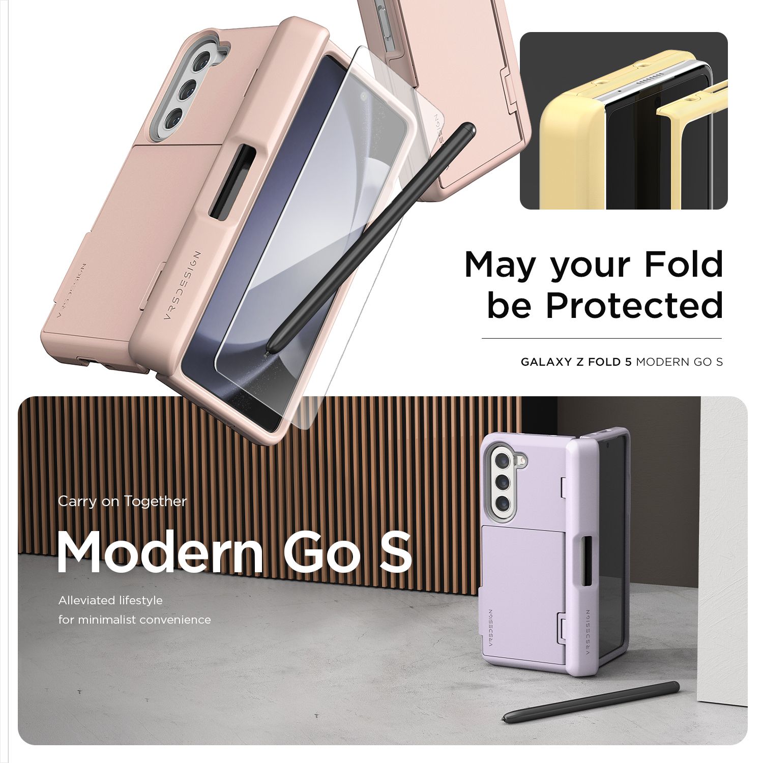 VRS รุ่น Terra Guard Modern Go S - เคส Galaxy Z Fold 5 - สี Pink Sand (แถมฟิล์มหน้าจอ)