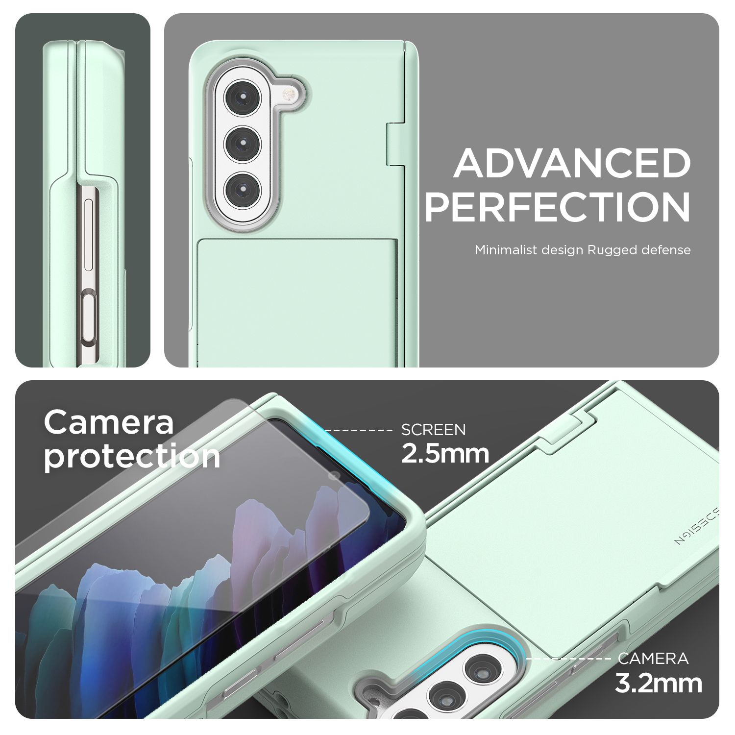 VRS รุ่น Terra Guard Modern Go - เคส Galaxy Z Fold 5 - สี Marine Green (แถมฟิล์มหน้าจอ)