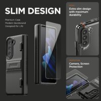 VRS รุ่น Quick Stand Modern - เคส Galaxy Z Fold 5 - สี Matte Black (แถมฟิล์มหน้าจอ)