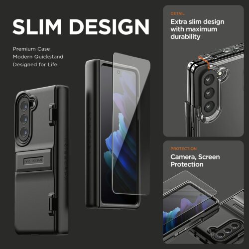 VRS รุ่น Quick Stand Modern - เคส Galaxy Z Fold 5 - สี Matte Black (แถมฟิล์มหน้าจอ) - Image 3