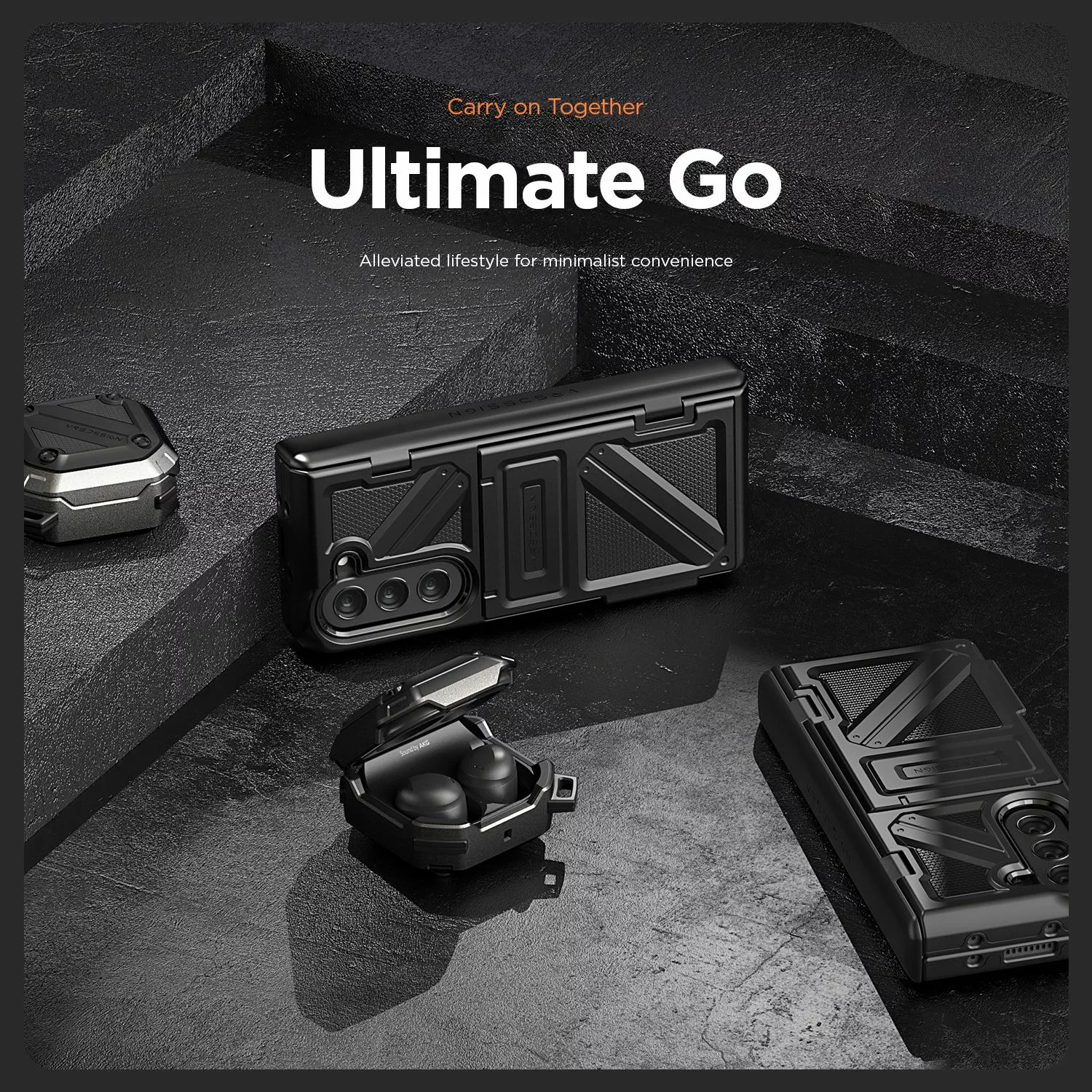 VRS รุ่น Terra Guard Ultimate Go - เคส Galaxy Z Fold 5 - สี Matte Black (แถมฟิล์มหน้าจอ)
