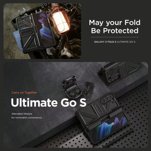 VRS รุ่น Terra Guard Ultimate Go S - เคส Galaxy Z Fold 5 - สี Matte Black (แถมฟิล์มหน้าจอ) - Image 7