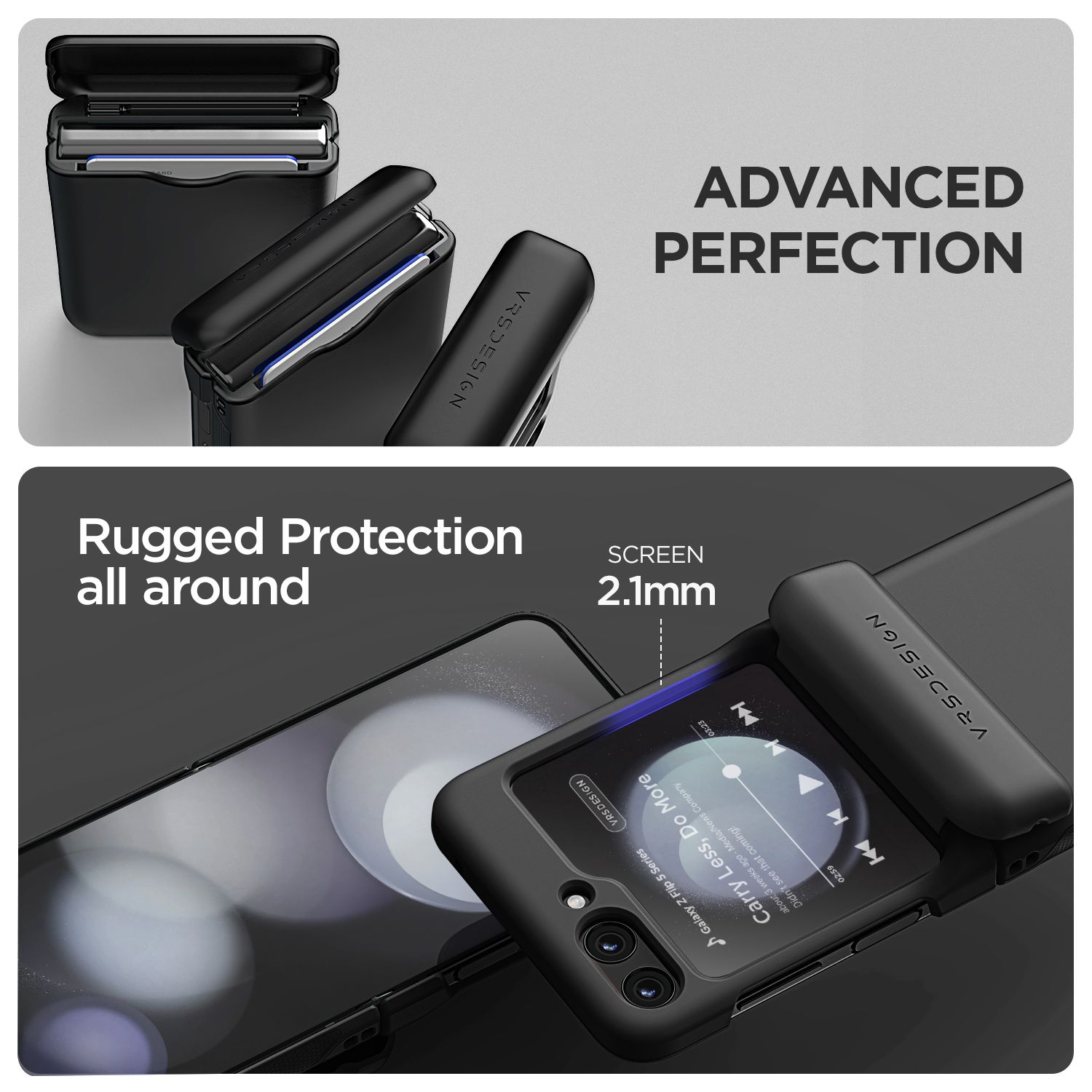 VRS รุ่น Terra Guard Modern Go - เคส Galaxy Z Flip 5 - สี Matte Black