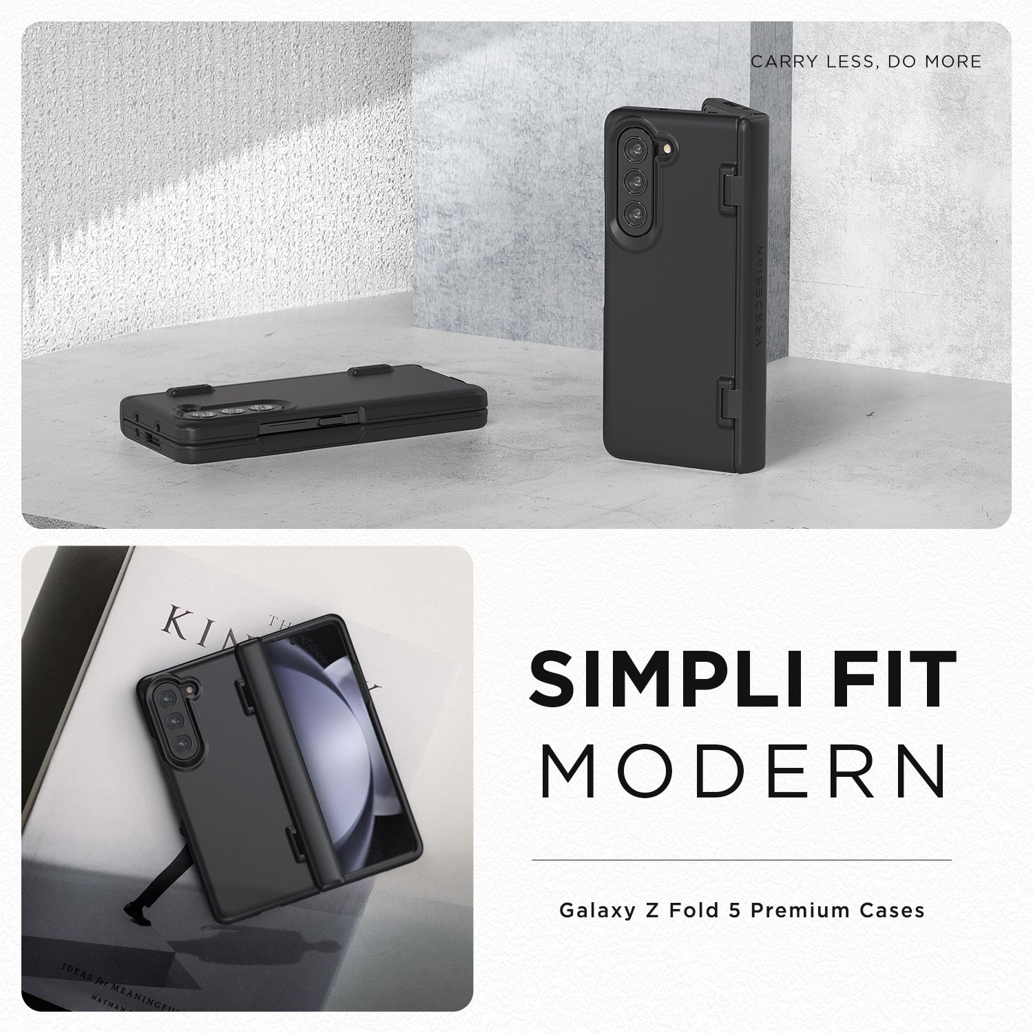 VRS รุ่น Simpli Fit - เคส Galaxy Z Fold 5 - สี Black (แถมฟิล์มหน้าจอ)