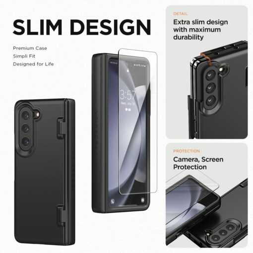 VRS รุ่น Simpli Fit - เคส Galaxy Z Fold 5 - สี Black (แถมฟิล์มหน้าจอ) - Image 3