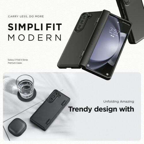 VRS รุ่น Simpli Fit - เคส Galaxy Z Fold 5 - สี Black (แถมฟิล์มหน้าจอ) - Image 6