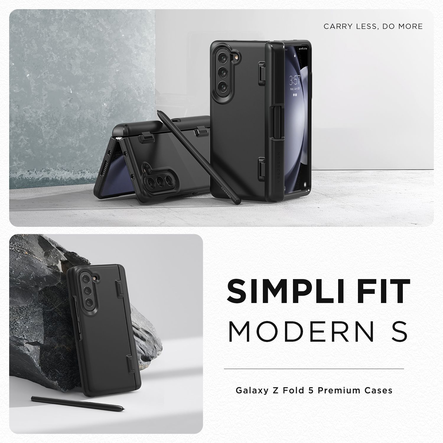 VRS รุ่น Simpli Fit S - เคส Galaxy Z Fold 5 - สี Black (แถมฟิล์มหน้าจอ)