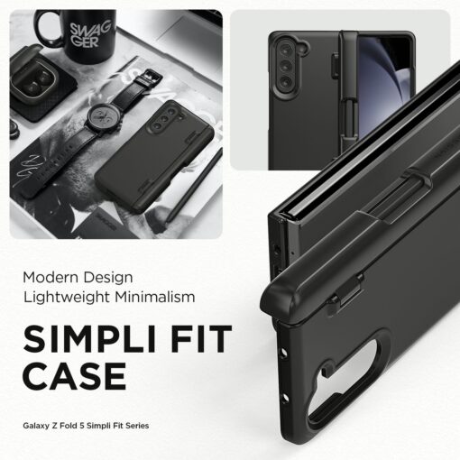 VRS รุ่น Simpli Fit S - เคส Galaxy Z Fold 5 - สี Black (แถมฟิล์มหน้าจอ) - Image 4