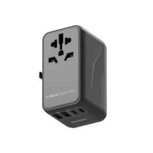 หัวแปลงปลั๊กไฟ Momax รุ่น 1-World I Dreamer PD 100W GaN 4 ports + AC Travel Adapter - สี Black