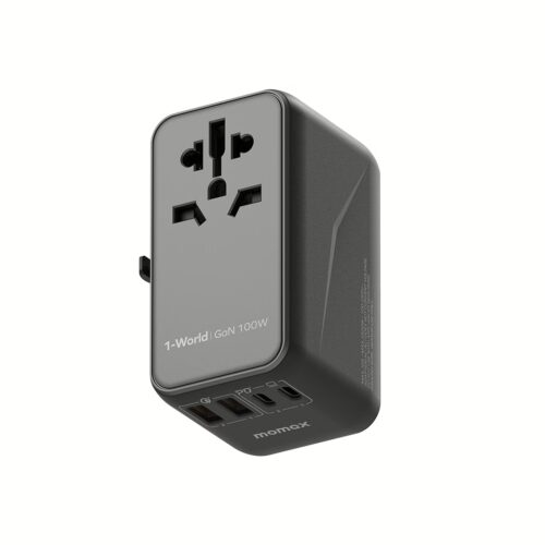 หัวแปลงปลั๊กไฟ Momax รุ่น 1-World I Dreamer PD 100W GaN 4 ports + AC Travel Adapter - สี Black