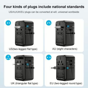 หัวแปลงปลั๊กไฟ Momax รุ่น 1-World I Dreamer PD 100W GaN 4 ports + AC Travel Adapter - สี Black
