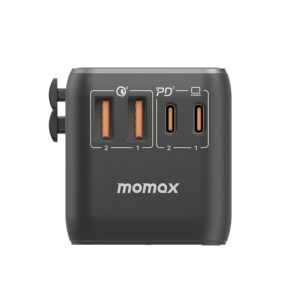 หัวแปลงปลั๊กไฟ Momax รุ่น 1-World I Dreamer PD 100W GaN 4 ports + AC Travel Adapter - สี Black