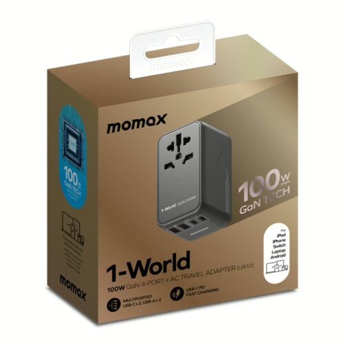 หัวแปลงปลั๊กไฟ Momax รุ่น 1-World I Dreamer PD 100W GaN 4 ports + AC Travel Adapter - สี Black - Image 13