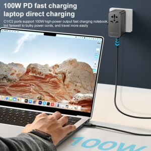 หัวแปลงปลั๊กไฟ Momax รุ่น 1-World I Dreamer PD 100W GaN 4 ports + AC Travel Adapter - สี Black