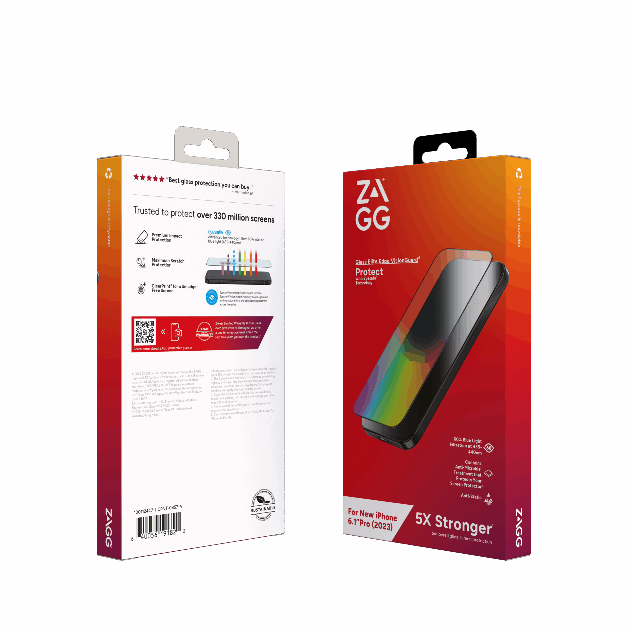 ZAGG รุ่น Glass Plus Vision Guard - ฟิล์มกระจก iPhone 15 Pro - สี Clear