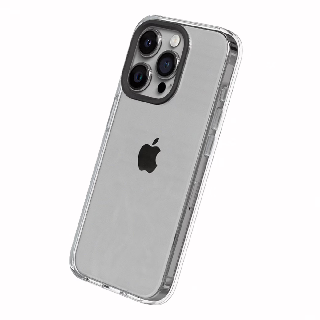 Rhinoshield รุ่น Clear Case - เคส iPhone 15 Pro Max - Crystal Case+Black Camera Ring+Clear Button