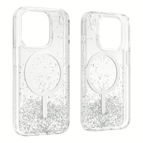 ZAGG รุ่น Essential Hampton Snap - เคส iPhone 15 Pro - สี Clear/Silver Glitter - Image 5