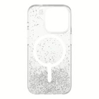 ZAGG รุ่น Essential Hampton Snap - เคส iPhone 15 Pro - สี Clear/Silver Glitter