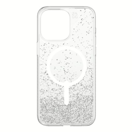 ZAGG รุ่น Essential Hampton Snap - เคส iPhone 15 Pro Max - สี Clear/Silver Glitter - Image 4