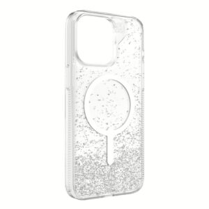 ZAGG รุ่น Essential Hampton Snap - เคส iPhone 15 Pro Max - สี Clear/Silver Glitter