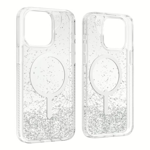 ZAGG รุ่น Essential Hampton Snap - เคส iPhone 15 Pro Max - สี Clear/Silver Glitter - Image 6
