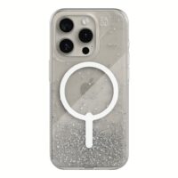 ZAGG รุ่น Essential Hampton Snap - เคส iPhone 15 Pro Max - สี Clear/Silver Glitter