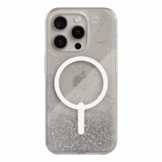 ZAGG รุ่น Essential Hampton Snap - เคส iPhone 15 Pro Max - สี Clear/Silver Glitter
