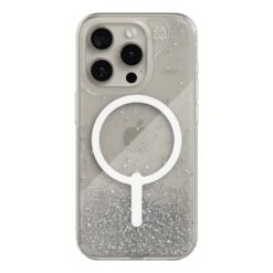 ZAGG รุ่น Essential Hampton Snap - เคส iPhone 15 Pro - สี Clear/Silver Glitter
