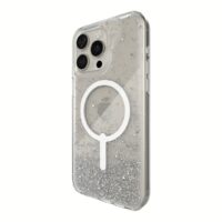 ZAGG รุ่น Essential Hampton Snap - เคส iPhone 15 Pro - สี Clear/Silver Glitter