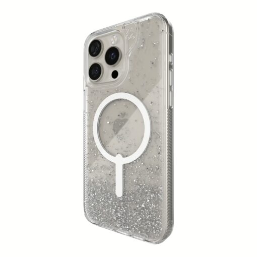 ZAGG รุ่น Essential Hampton Snap - เคส iPhone 15 Pro Max - สี Clear/Silver Glitter - Image 3