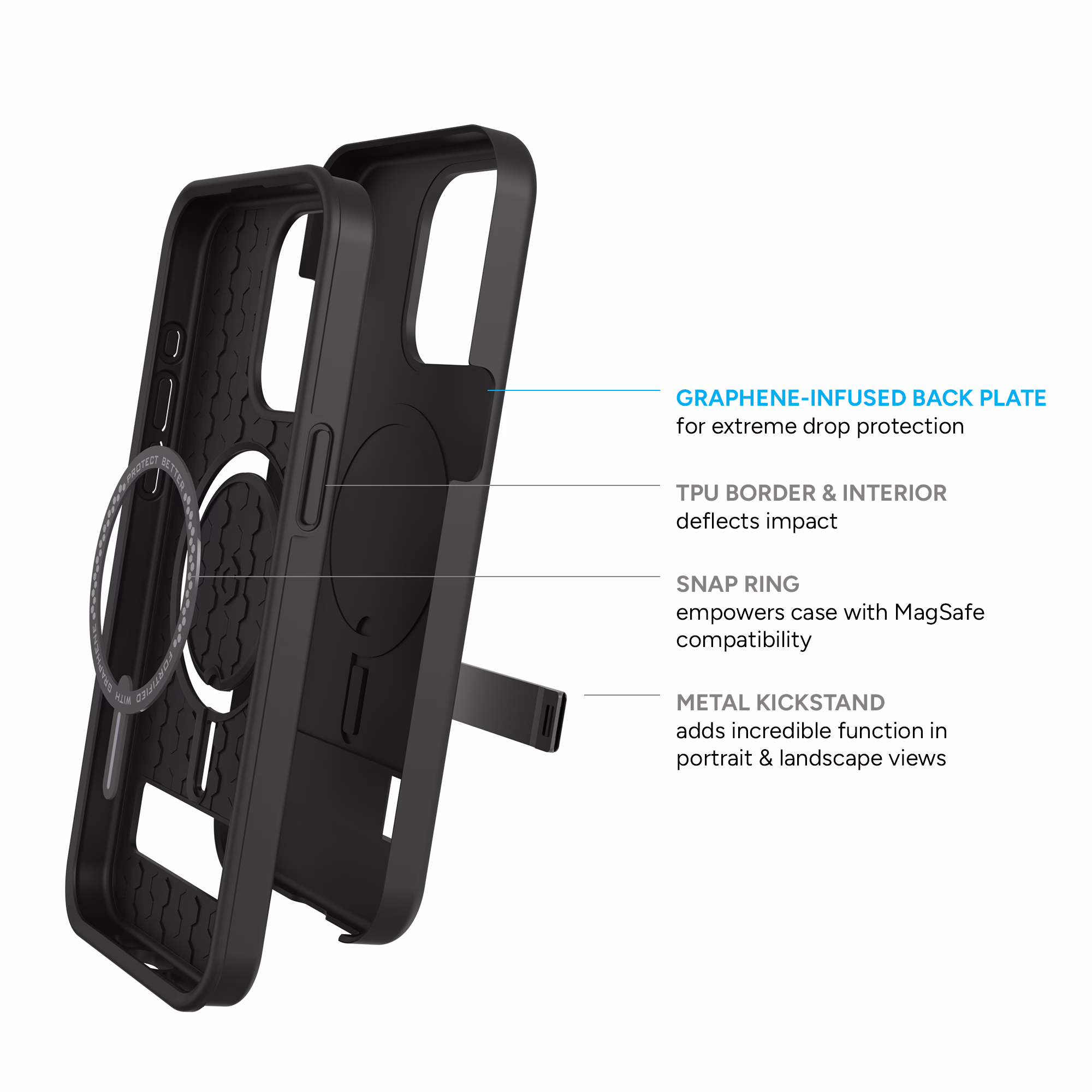 ZAGG รุ่น Denali Snap with Kick Stand - เคส iPhone 15 Pro Max - สี Black
