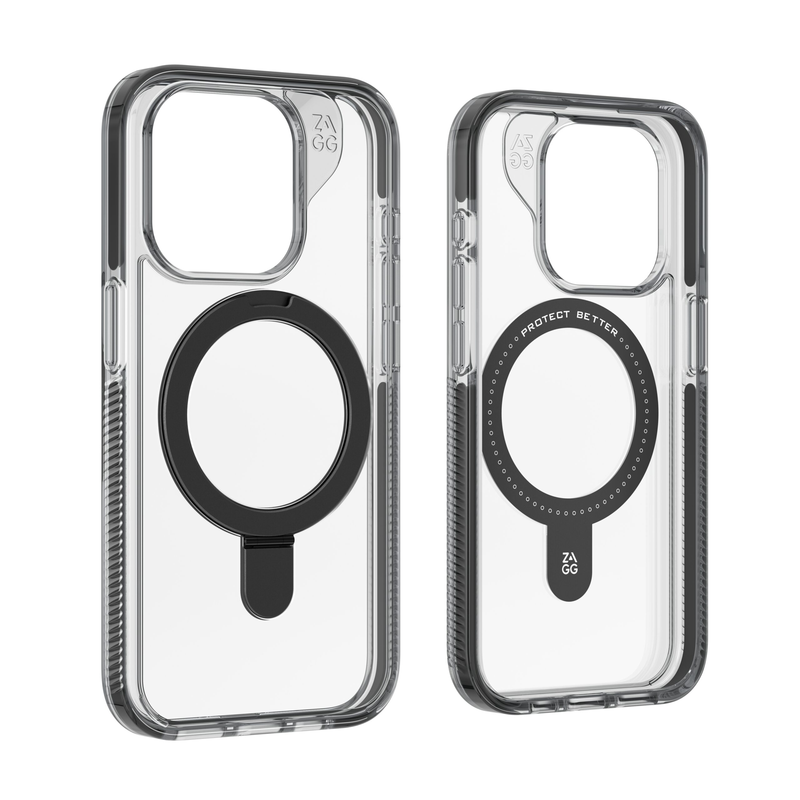 ZAGG รุ่น Santa Cruz Snap with Ring Stand - เคส iPhone 15 Pro - สี Clear/Black