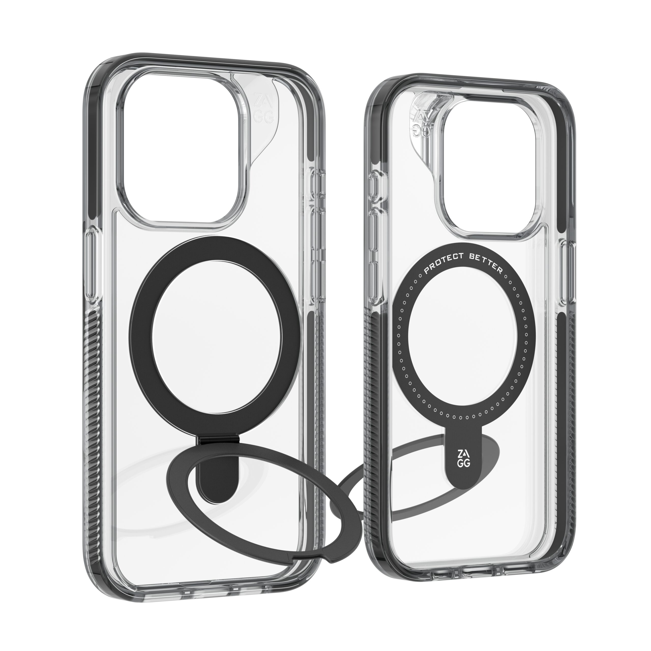 ZAGG รุ่น Santa Cruz Snap with Ring Stand - เคส iPhone 15 Pro - สี Clear/Black