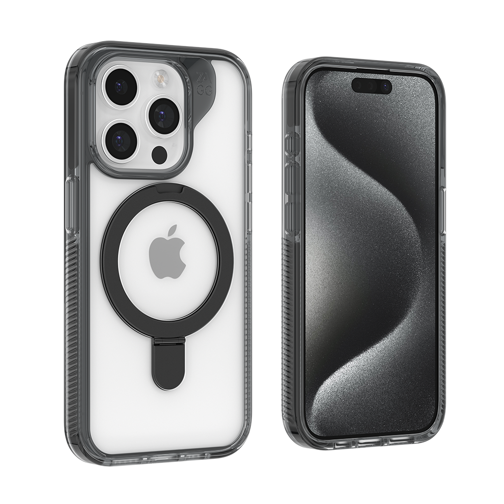 ZAGG รุ่น Santa Cruz Snap with Ring Stand - เคส iPhone 15 Pro Max - สี Clear/Black