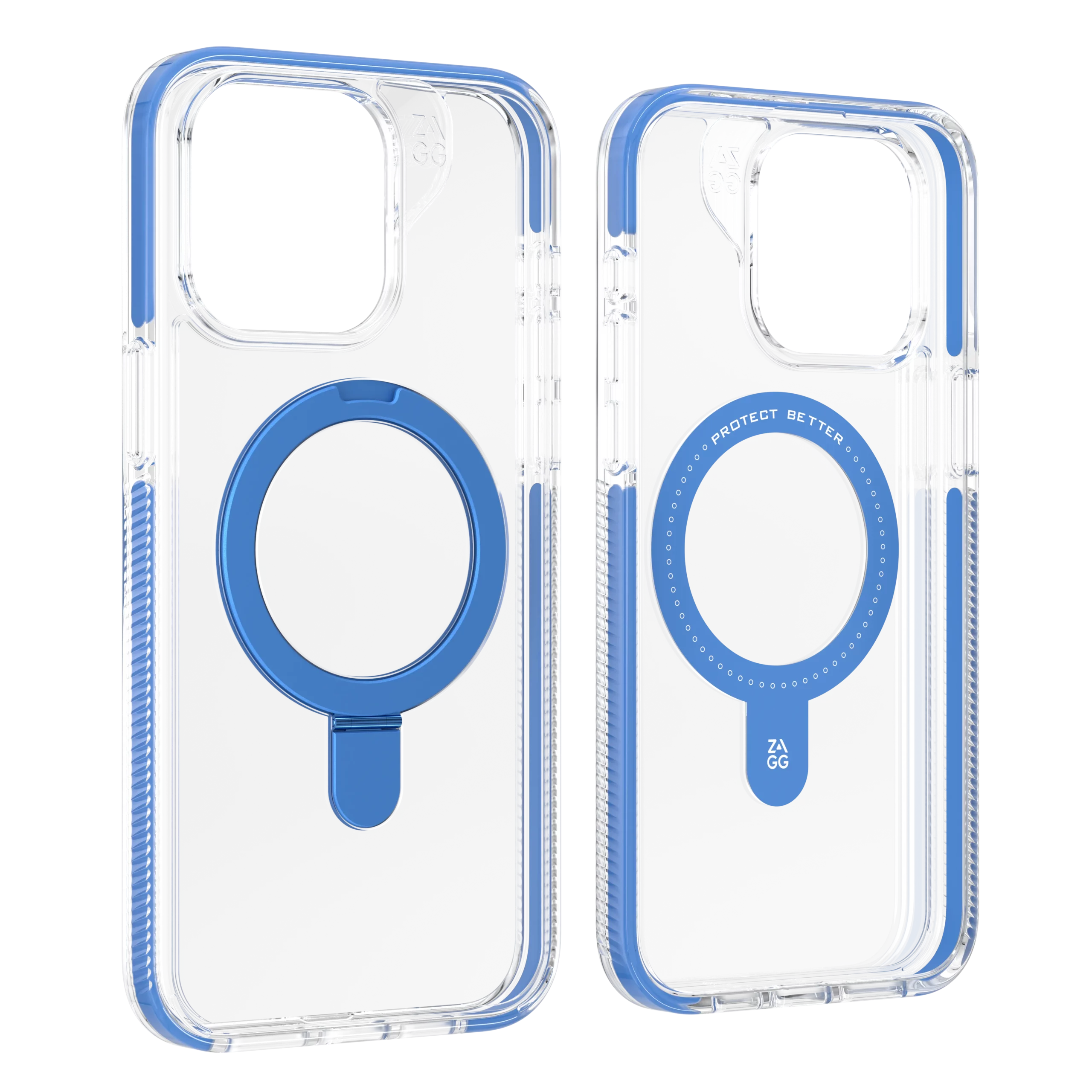 ZAGG รุ่น Santa Cruz Snap with Ring Stand - เคส iPhone 15 Pro Max - สี Clear/Blue