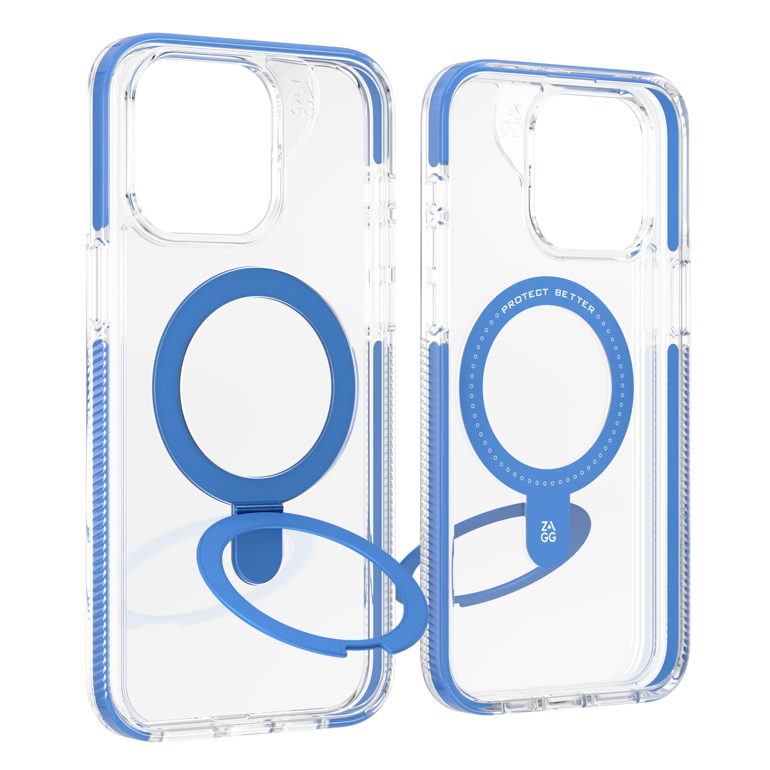 ZAGG รุ่น Santa Cruz Snap with Ring Stand - เคส iPhone 15 Pro Max - สี Clear/Blue