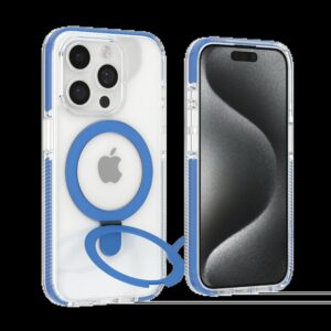 ZAGG รุ่น Santa Cruz Snap with Ring Stand - เคส iPhone 15 Pro Max - สี Clear/Blue