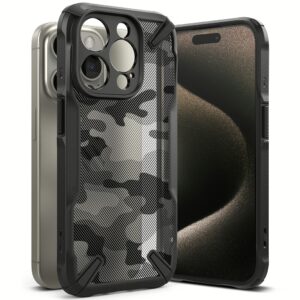 Ringke รุ่น Fusion X - เคส iPhone 15 Pro Max - สี Camo Black