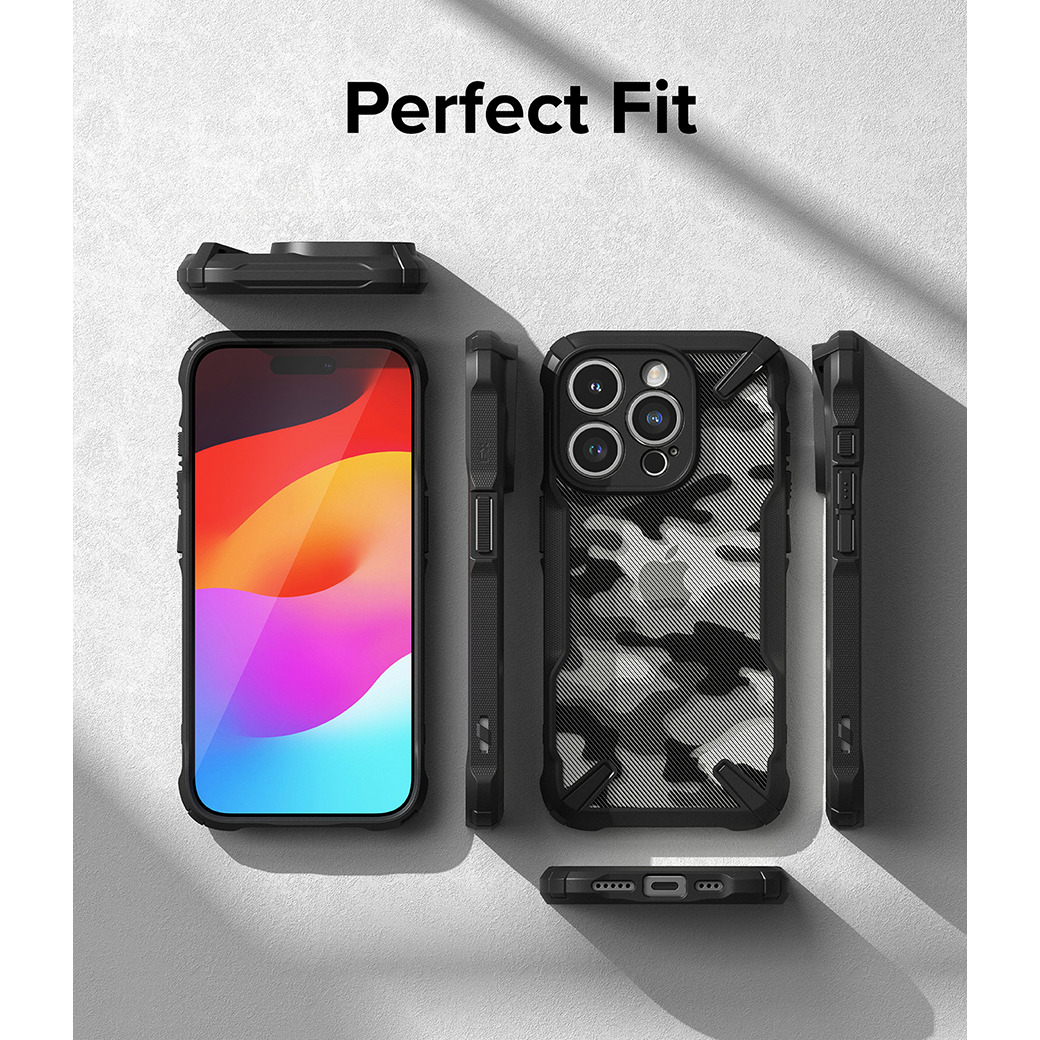 Ringke รุ่น Fusion X - เคส iPhone 15 Pro - สี Camo Black