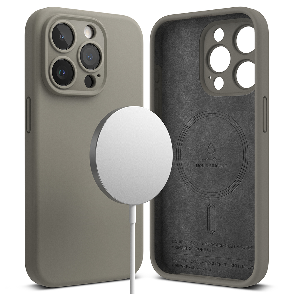 Ringke รุ่น Silicone Magnetic - เคส iPhone 15 Pro Max - สี Gray