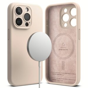 Ringke รุ่น Silicone Magnetic - เคส iPhone 15 Pro Max - สี Pink Sand