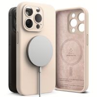 Ringke รุ่น Silicone Magnetic - เคส iPhone 15 Pro Max - สี Pink Sand