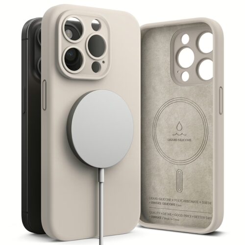 Ringke รุ่น Silicone Magnetic - เคส iPhone 15 Pro Max - สี Stone - Image 3