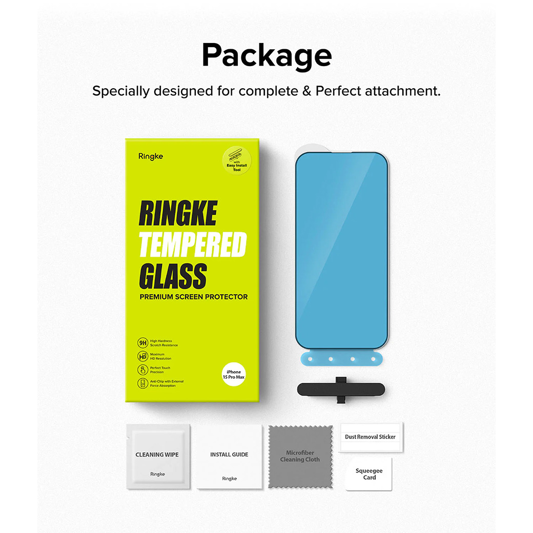 Ringke รุ่น Screen Protector Tempered Glass - ฟิล์มกระจก iPhone 15 Pro Max