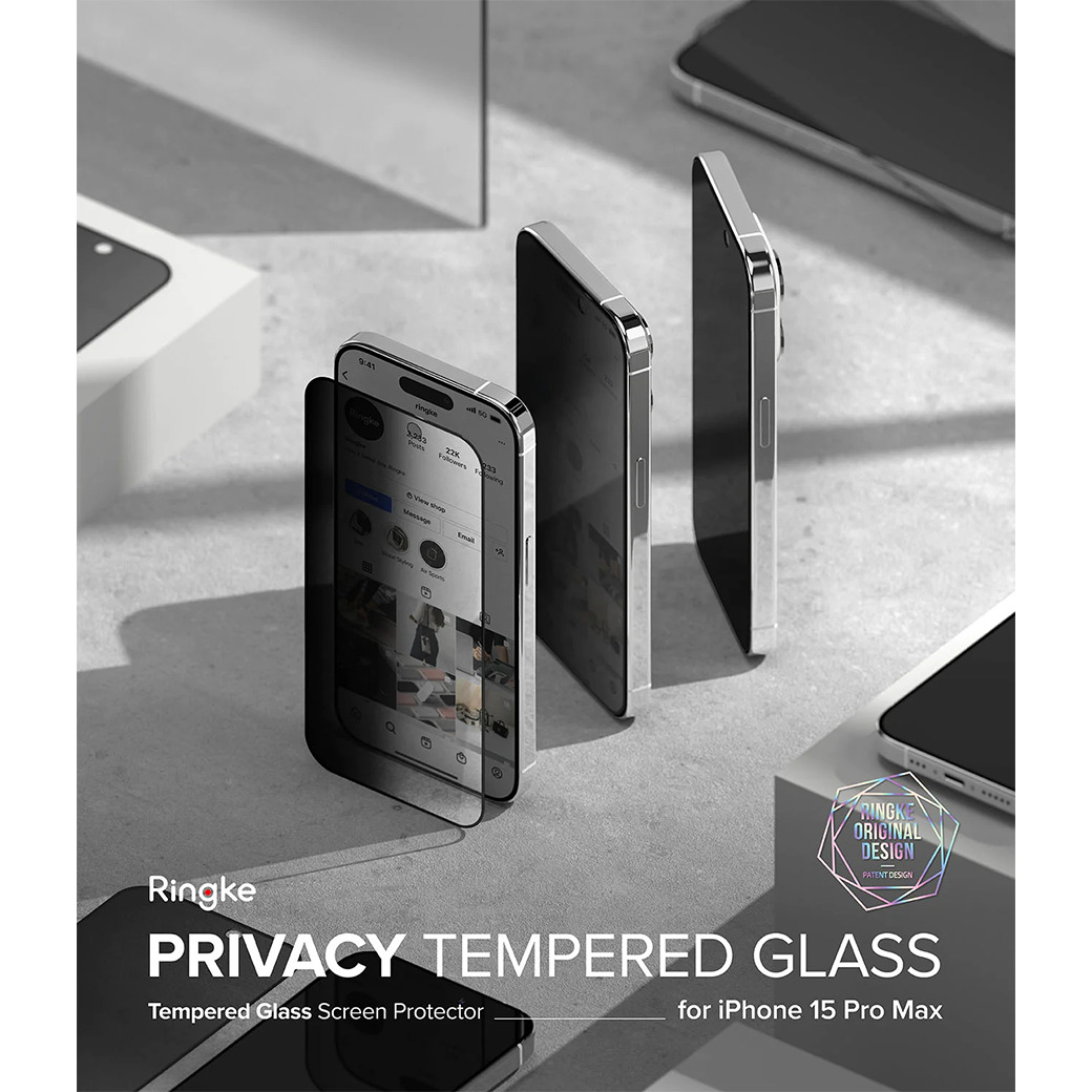 Ringke รุ่น Privacy Tempered Glass - ฟิล์มกระจก iPhone 15 Pro Max