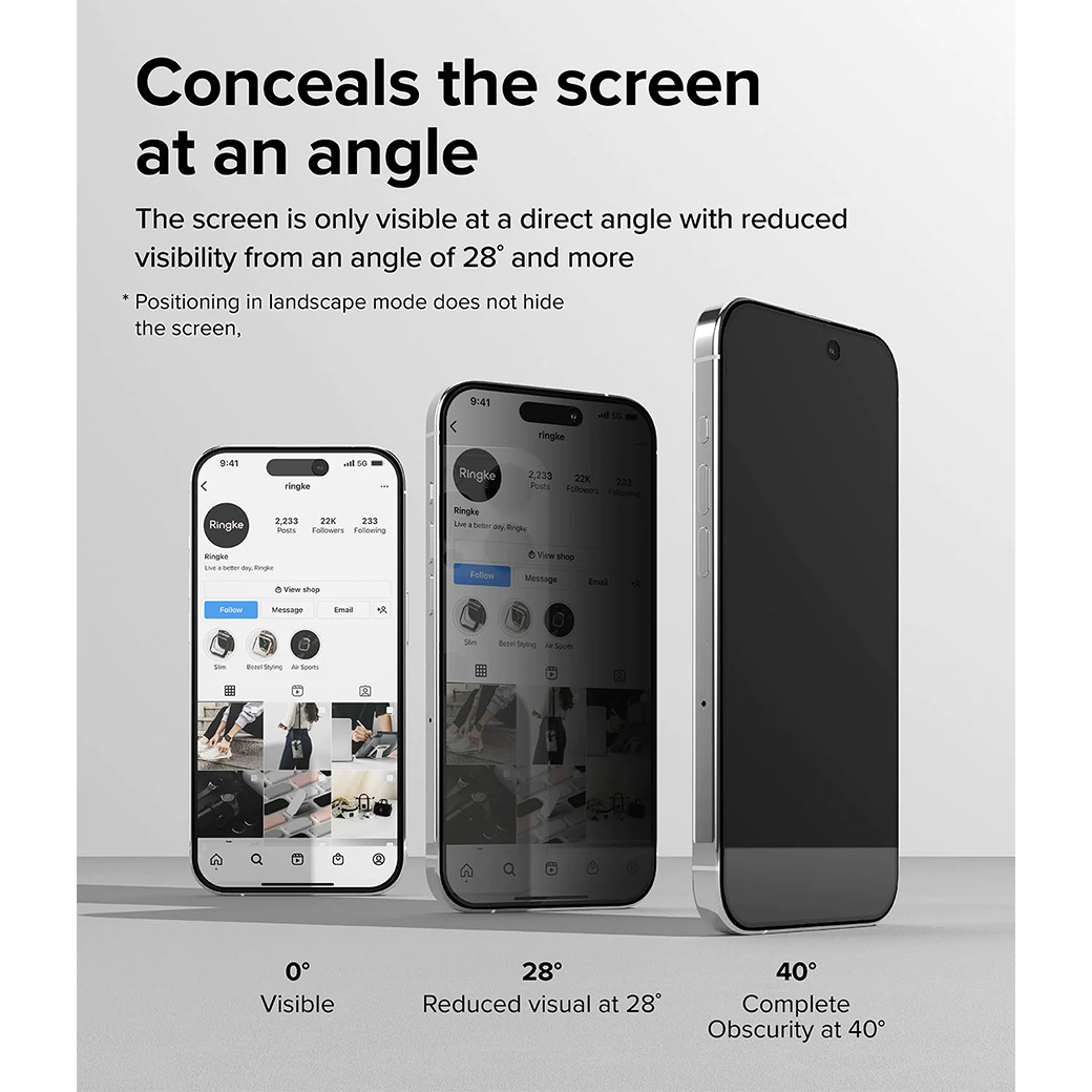 Ringke รุ่น Privacy Tempered Glass - ฟิล์มกระจก iPhone 15 Pro Max