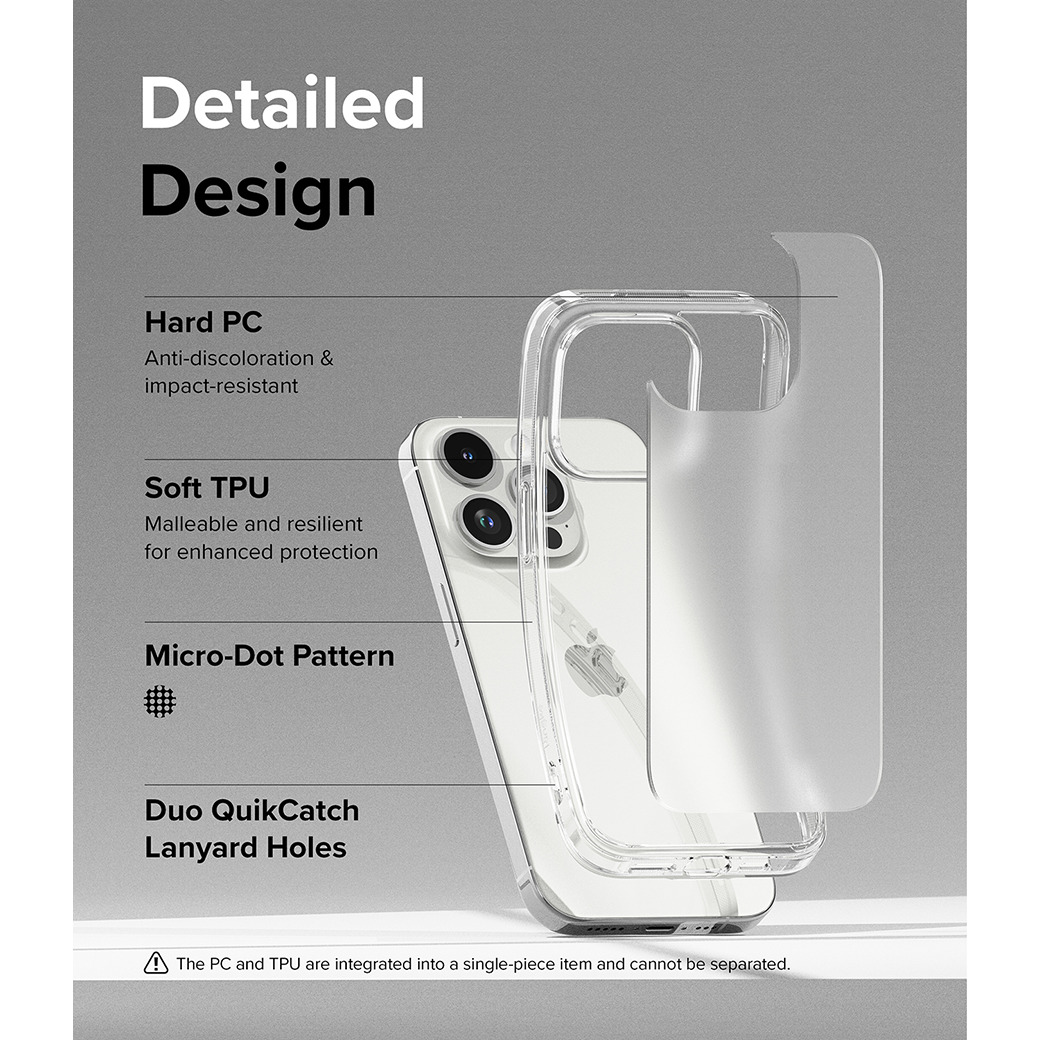 Ringke รุ่น Fusion - เคส iPhone 15 Pro - สี Matte Clear